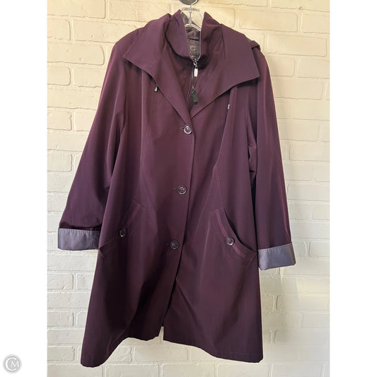 Coat Trench Coat By Gallery In Purple, Size: 1x