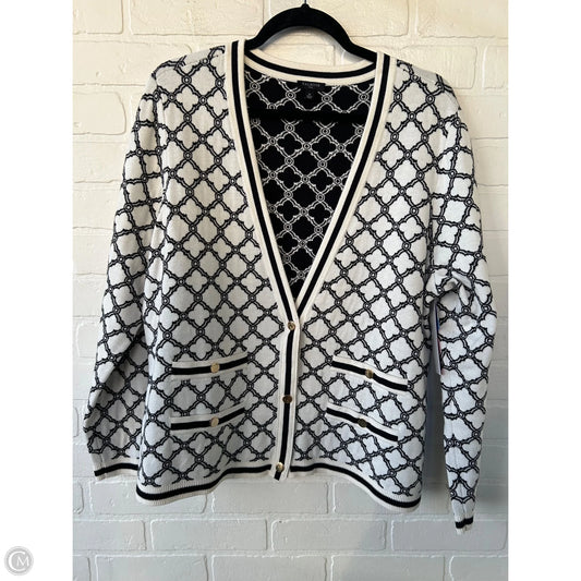 Sweater Cardigan By Talbots In Black & White, Size: 1x