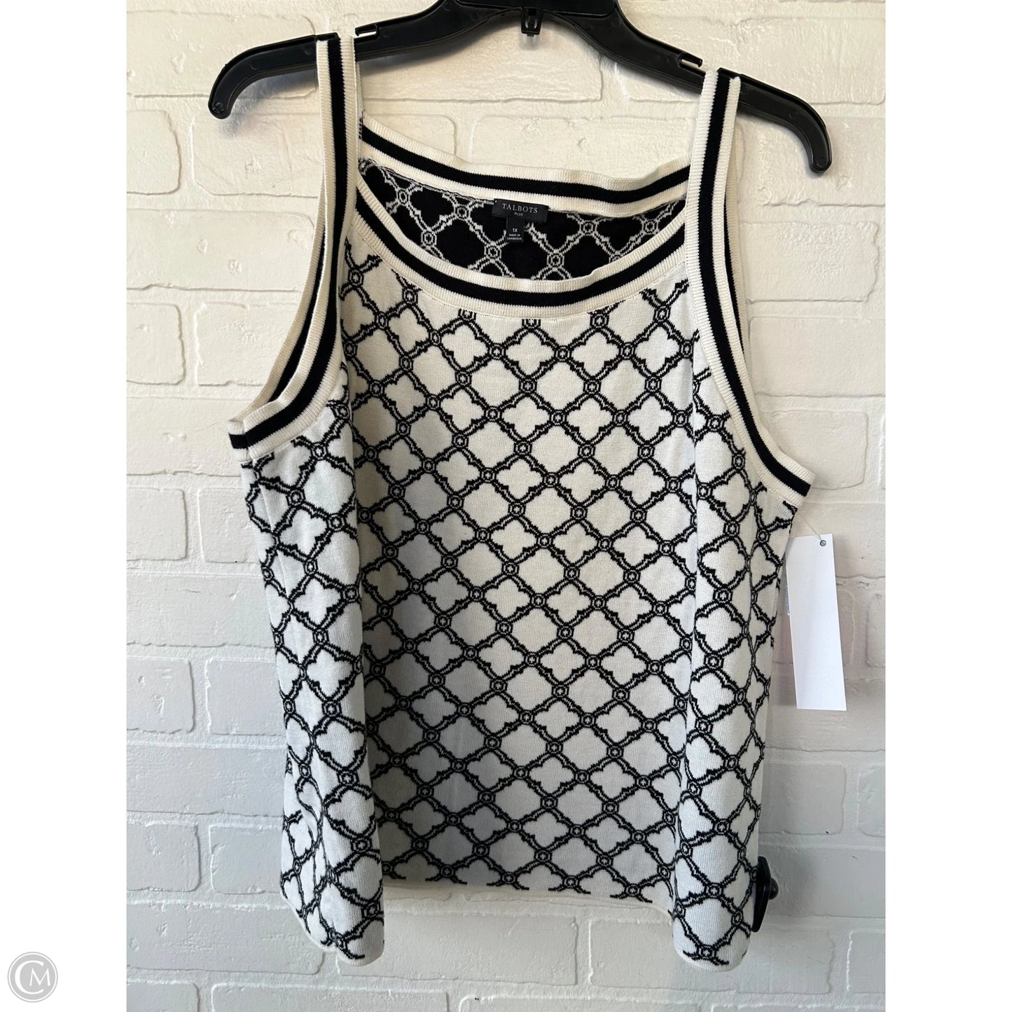 Vest Sweater By Talbots In Black & White, Size: 1x