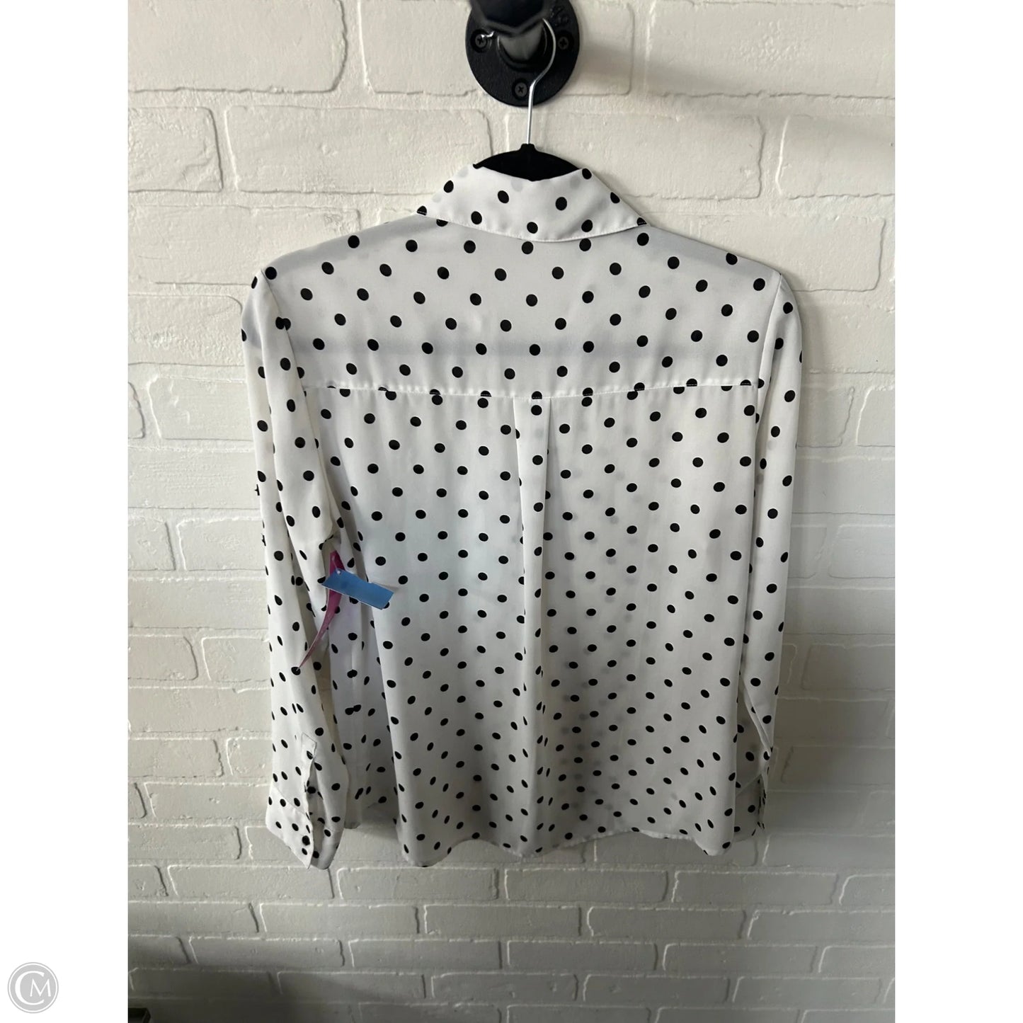 Blouse Long Sleeve By Express In Black & White, Size: S