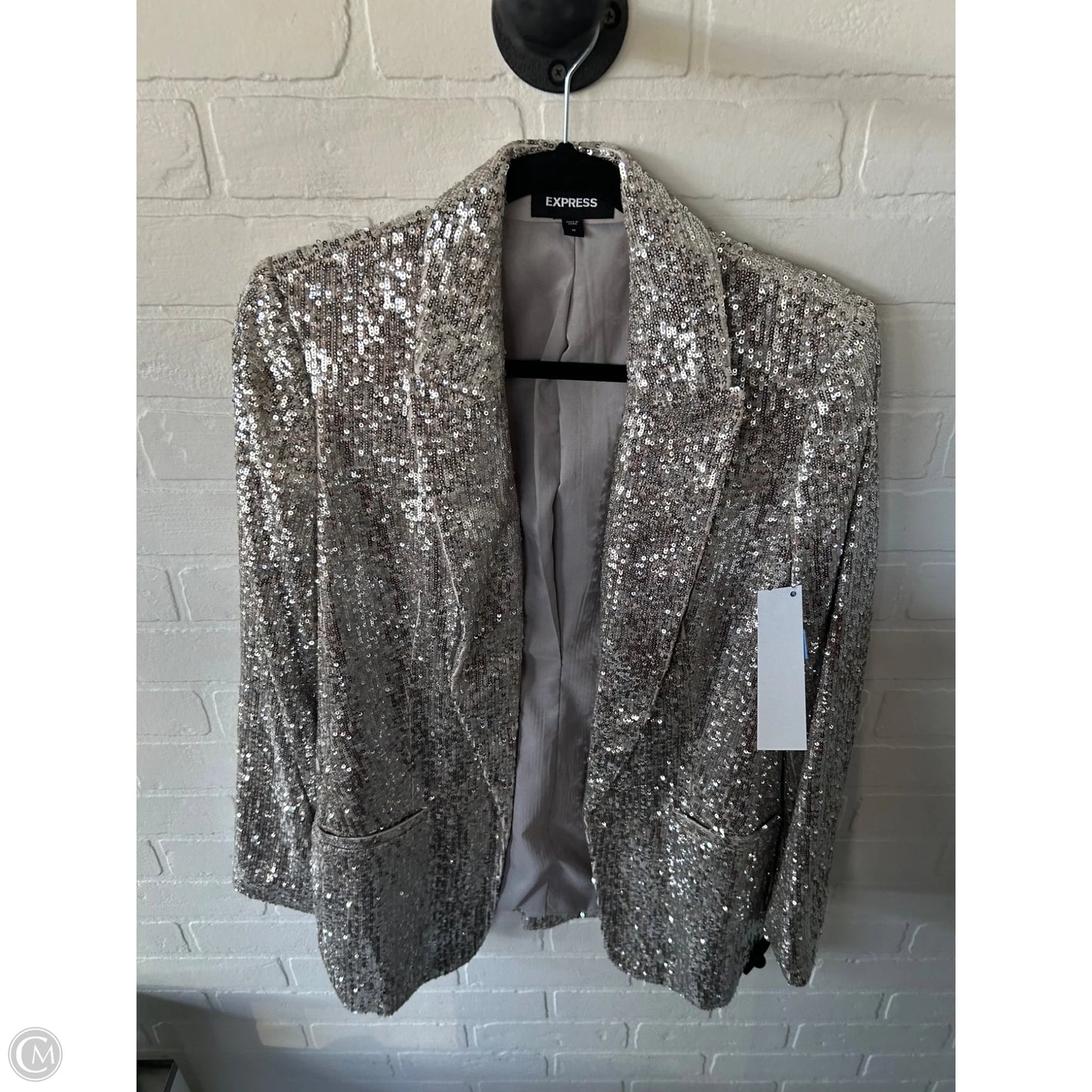 Blazer By Express In Silver & Tan, Size: M