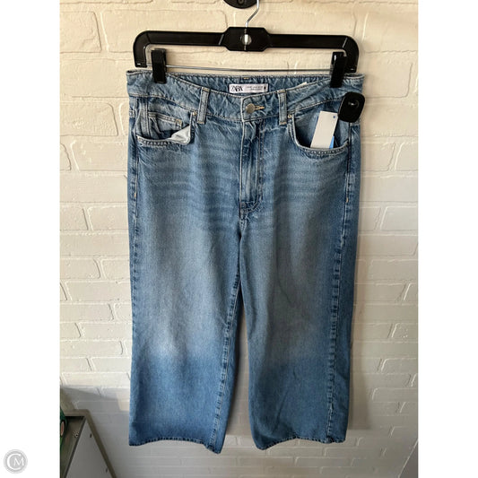 Jeans Wide Leg By Zara In Blue Denim, Size: 6