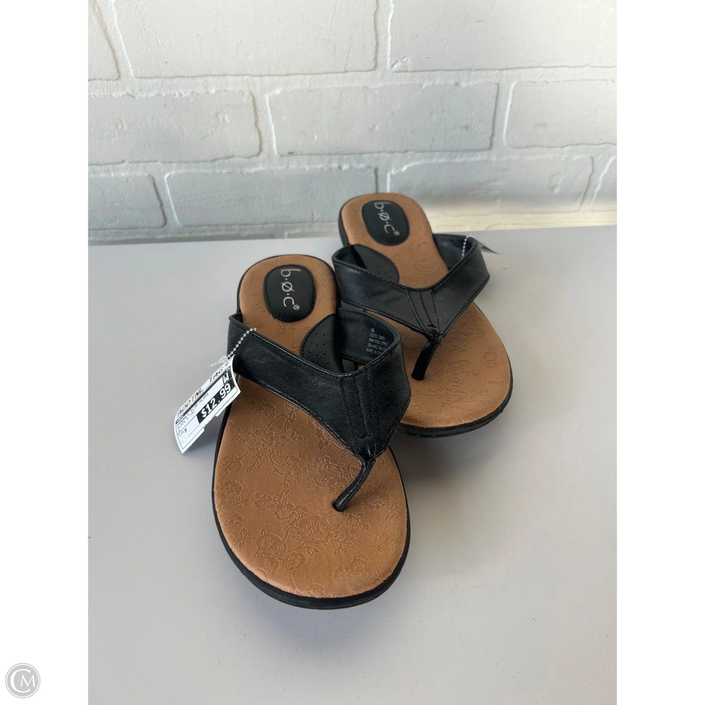 Sandals Flip Flops By Boc In Black & Tan, Size: 9