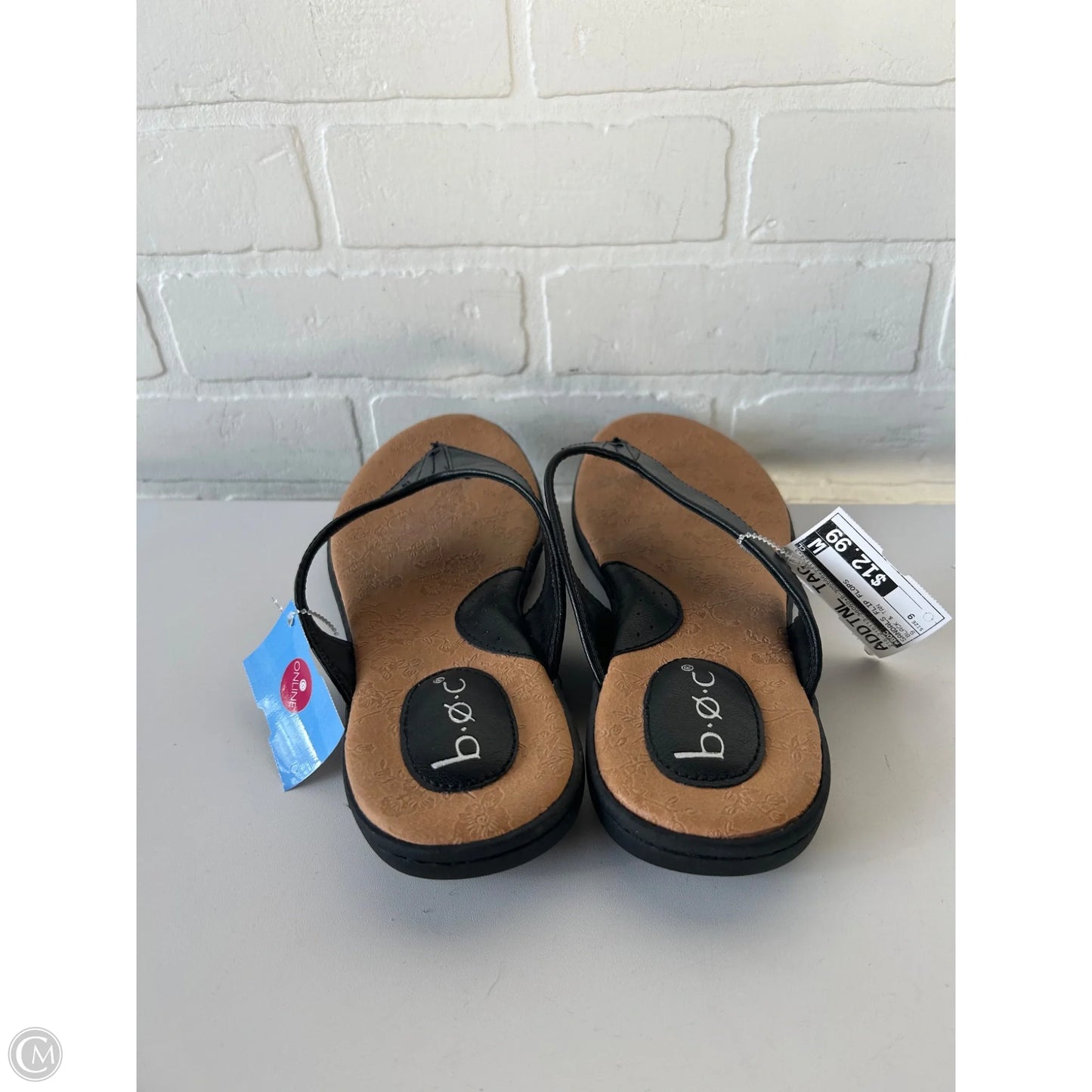 Sandals Flip Flops By Boc In Black & Tan, Size: 9