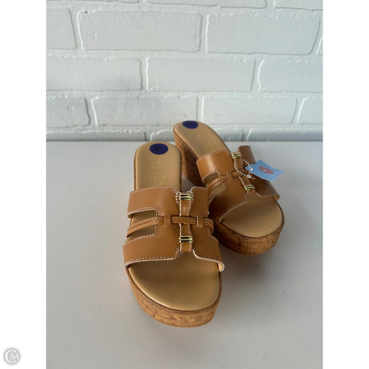 Sandals Heels Wedge By Italian Shoemakers In Brown, Size: 8