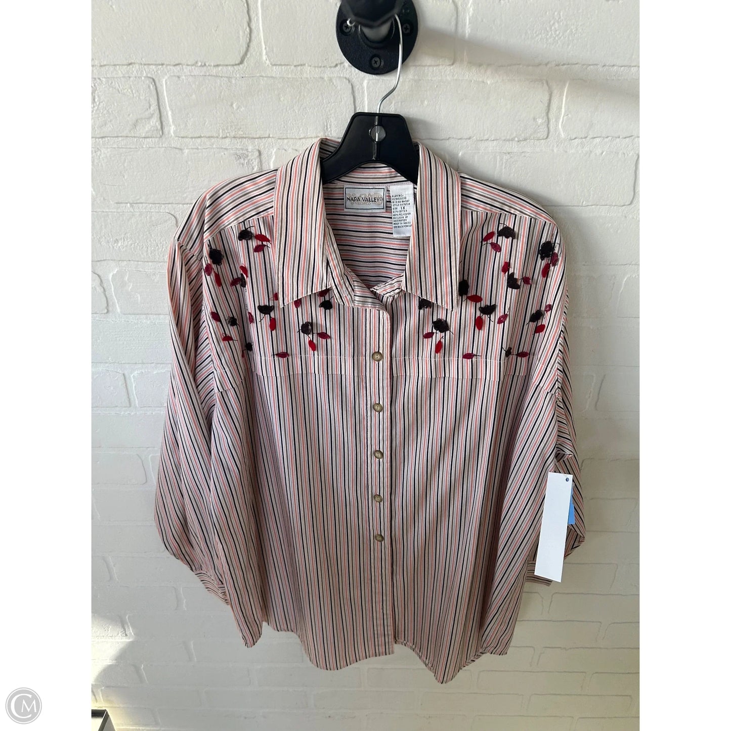 Top Long Sleeve By Cme In Blue & Orange, Size: 1x