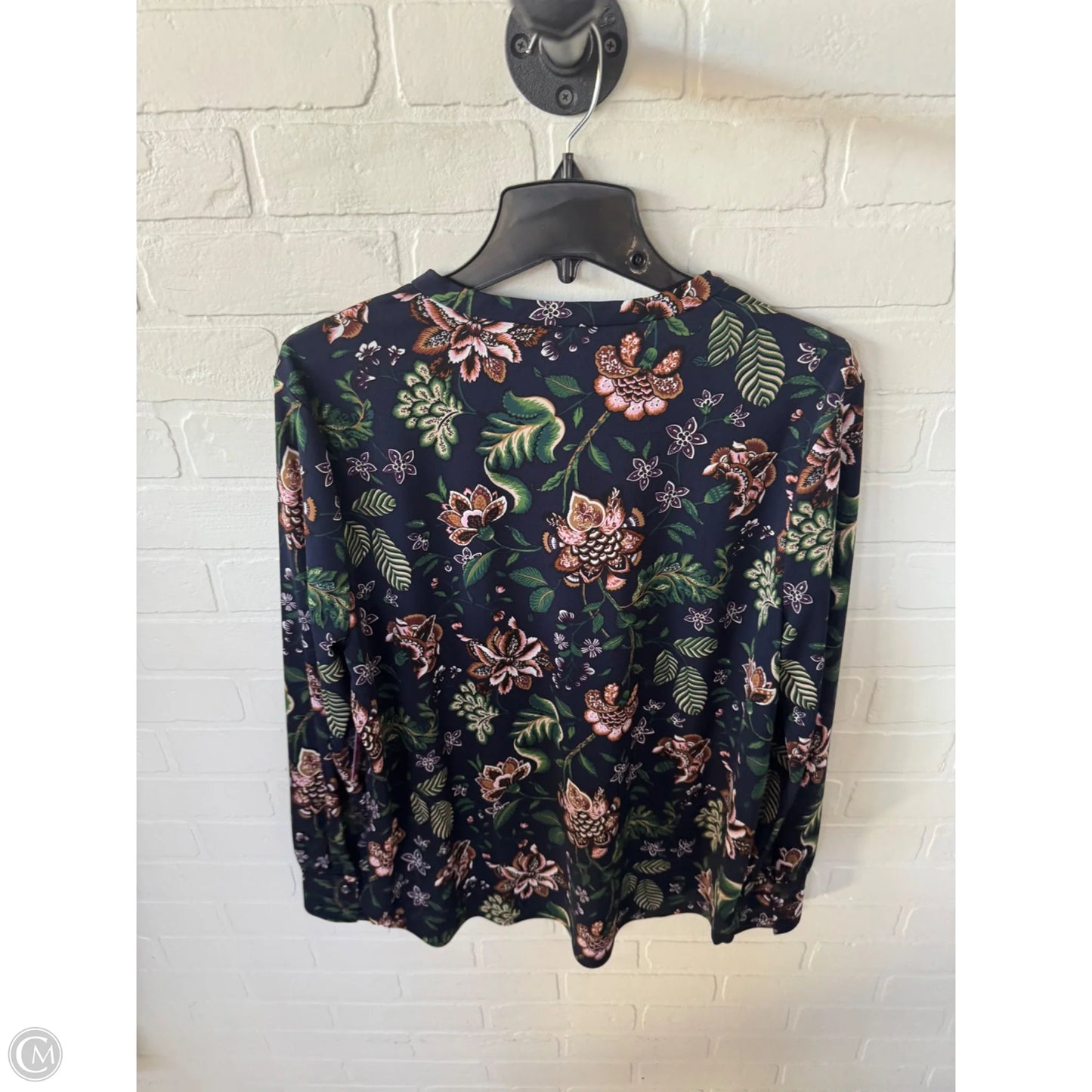 Blouse Long Sleeve By Ann Taylor In Blue & Brown, Size: Xl