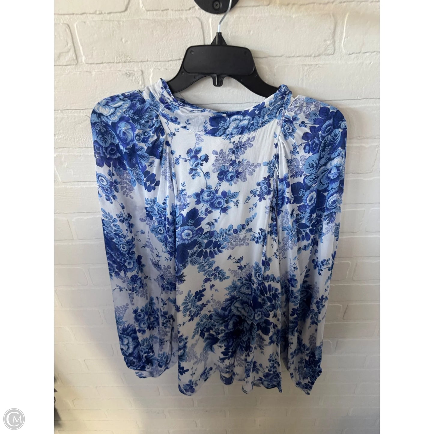 Top Long Sleeve By Maeve In Blue & White, Size: Xl