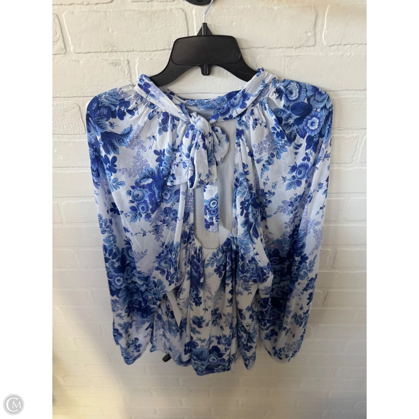Top Long Sleeve By Maeve In Blue & White, Size: Xl
