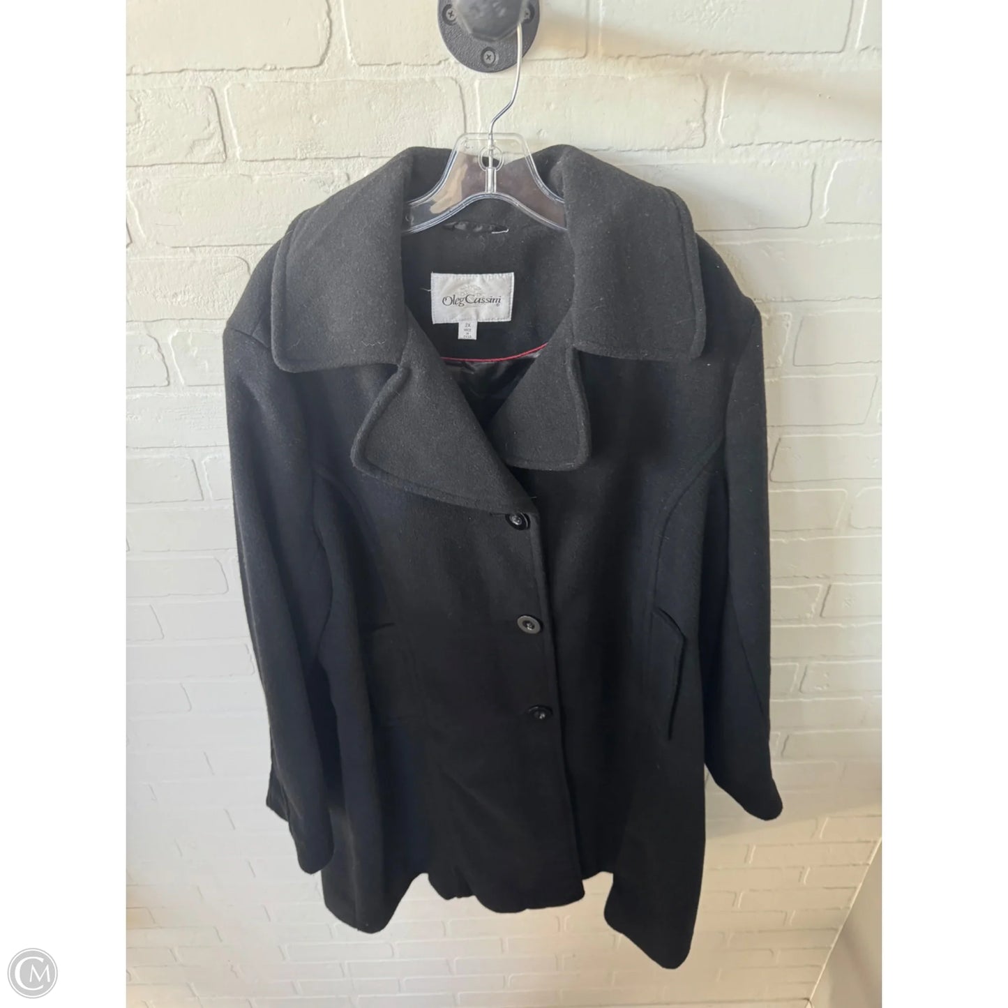 Coat Wool By Oleg Cassini In Black, Size: 2x