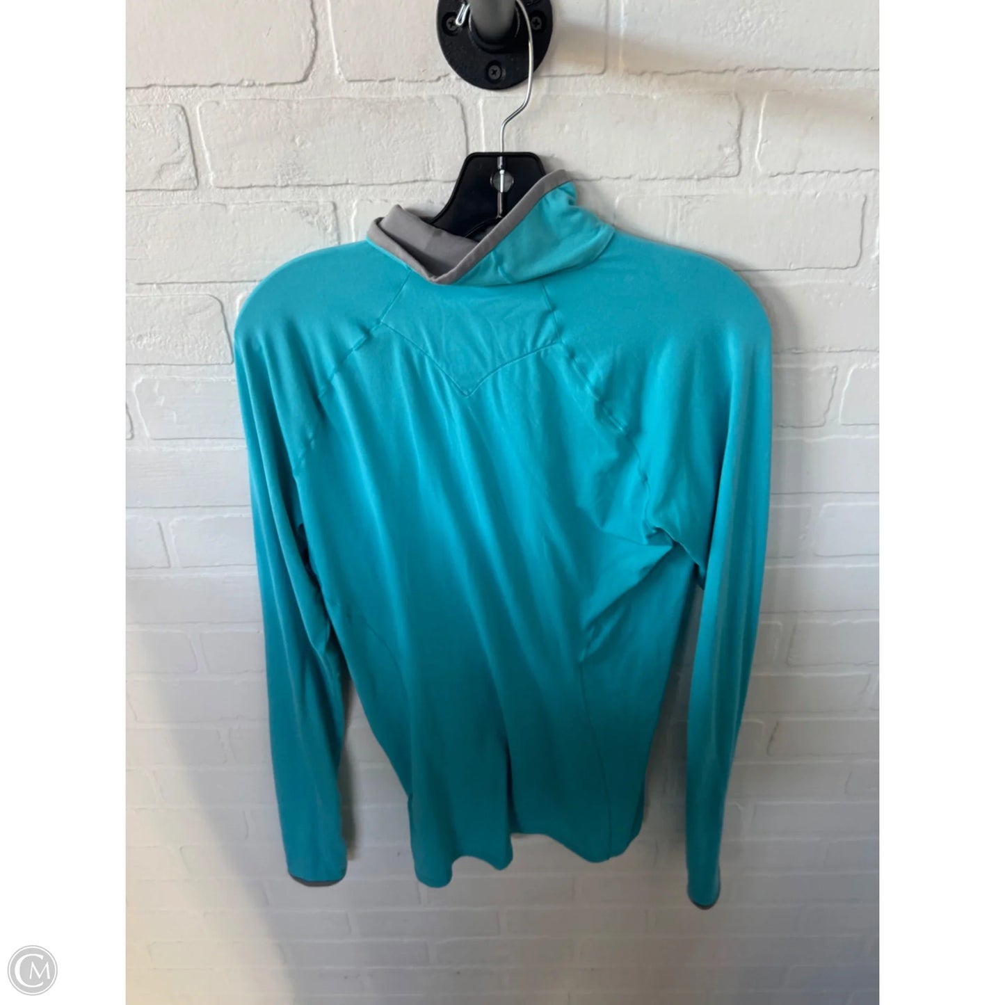 Athletic Top Long Sleeve Collar By Eddie Bauer In Blue & Grey, Size: M