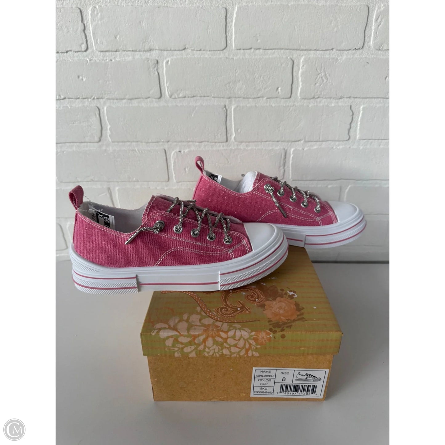 Shoes Sneakers By Very G In Pink & White, Size: 8