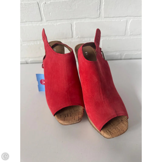 Sandals Heels Block By Franco Sarto In Red & Tan, Size: 7.5