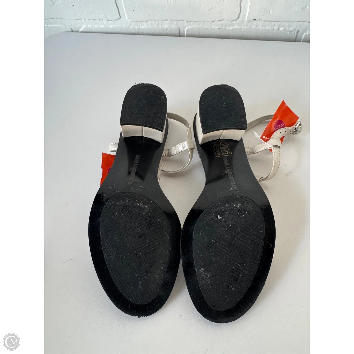 Sandals Designer By Karl Lagerfeld In Cream & Silver, Size: 6