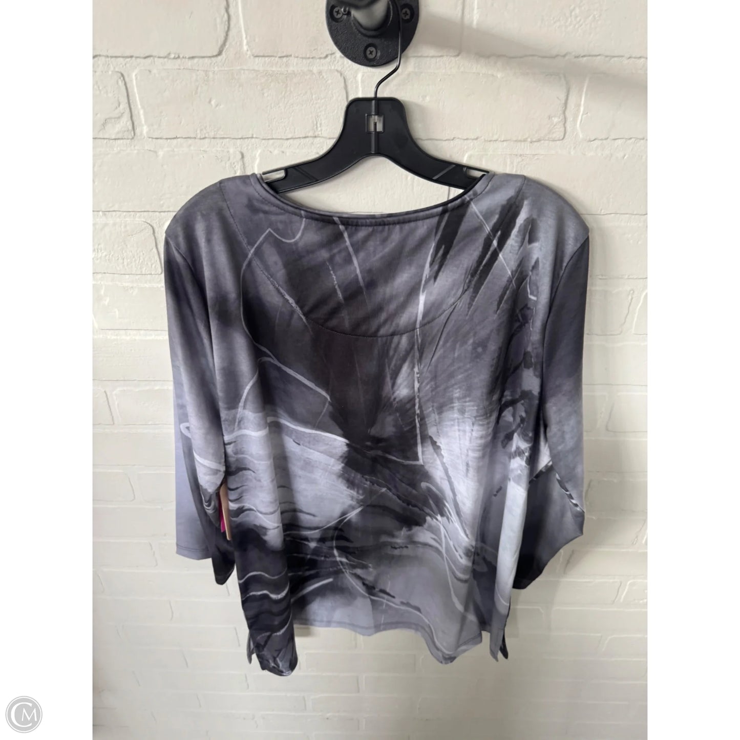 Top 3/4 Sleeve By Allison Daley In Grey & White, Size: Xl