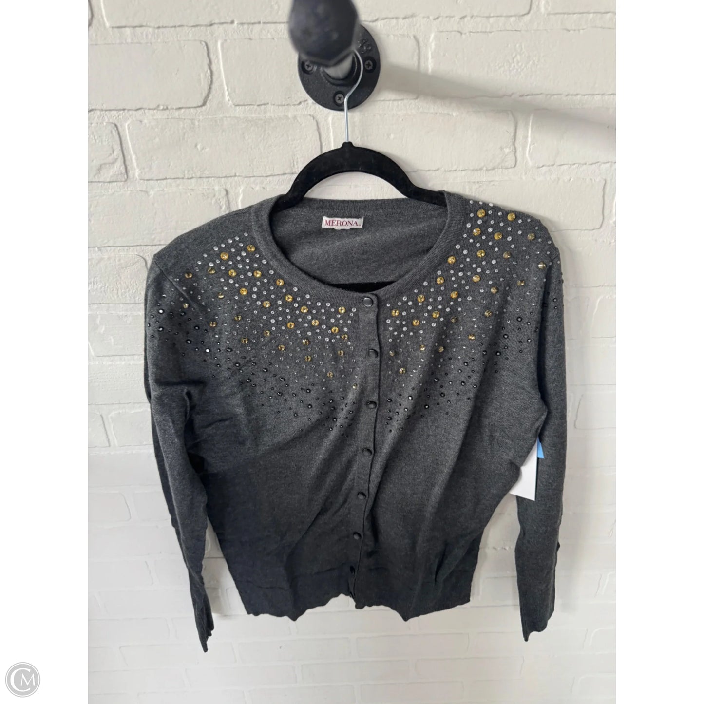 Sweater Cardigan By Merona In Grey & Silver, Size: Xl
