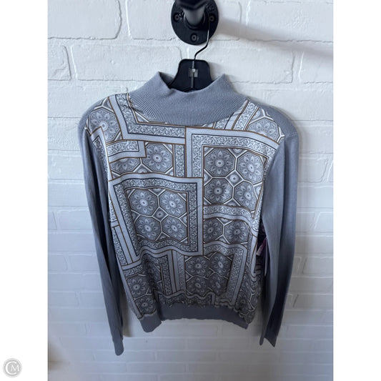 Top Long Sleeve By Ann Taylor In Grey & Tan, Size: M