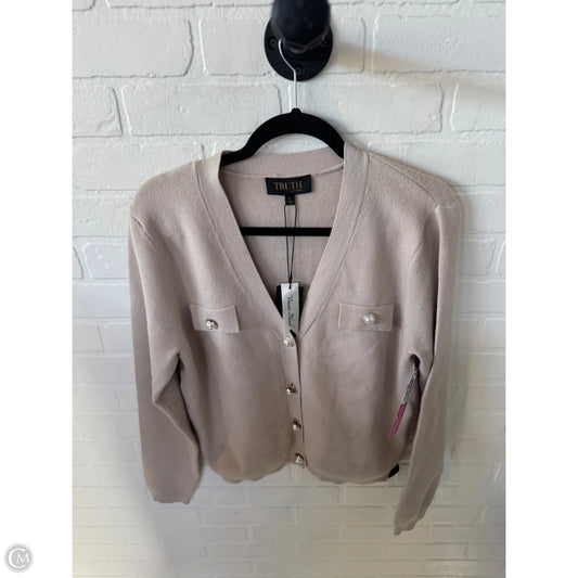 Sweater Cardigan By Truth In Tan & White, Size: L