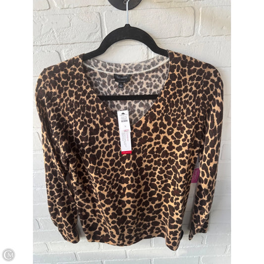 Sweater Cardigan By Talbots In Animal Print, Size: S