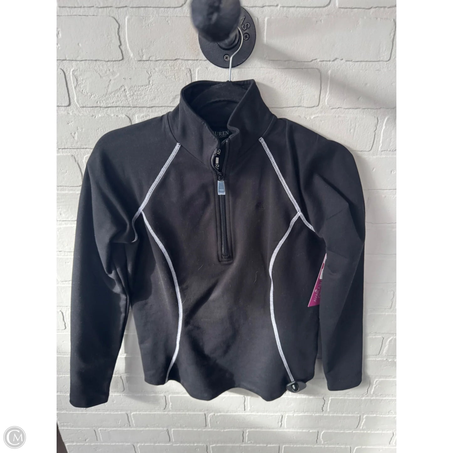 Athletic Top Long Sleeve Collar By Lauren By Ralph Lauren In Black & White, Size: S