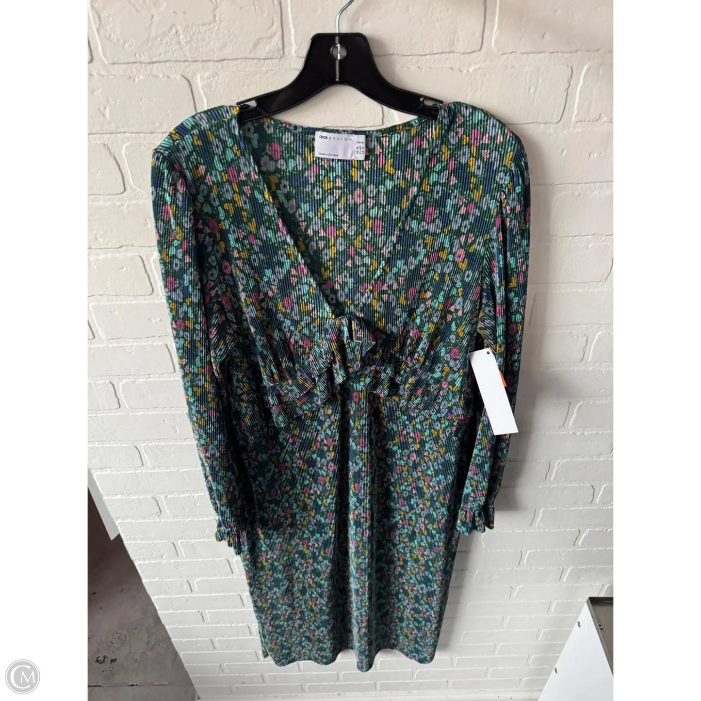 Dress Casual Midi By Asos In Green & Pink, Size: L