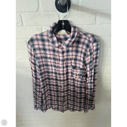 Top Long Sleeve By Sweet Wanderer In Pink & White, Size: L
