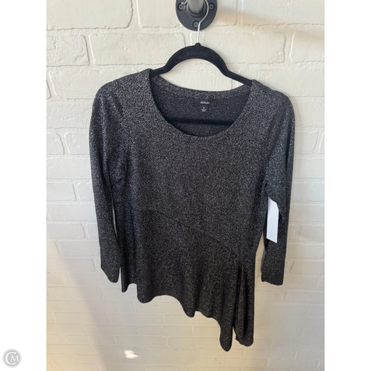 Tunic Long Sleeve By Alfani In Black & Silver, Size: M