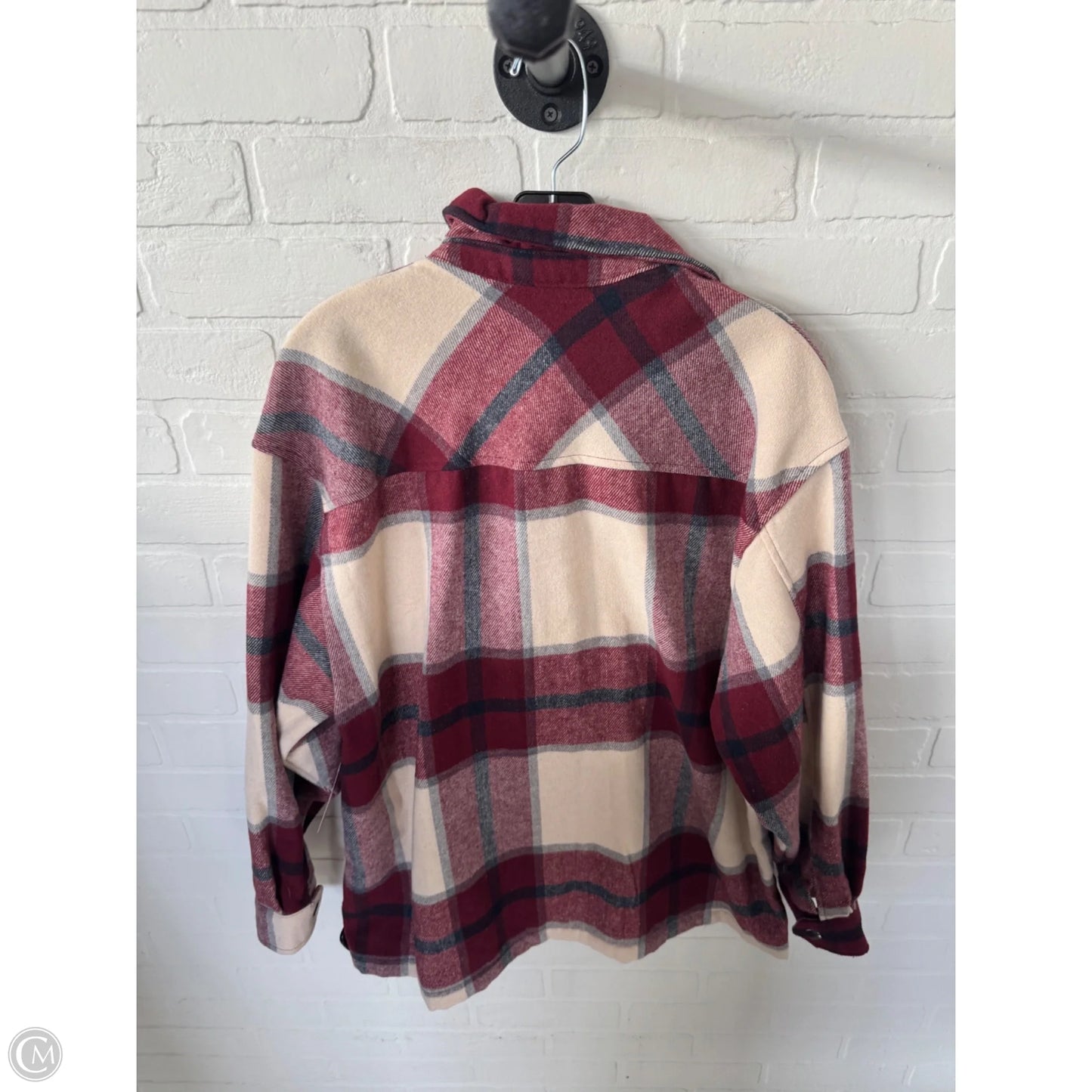 Jacket Shirt By Hfx In Red & Tan, Size: M