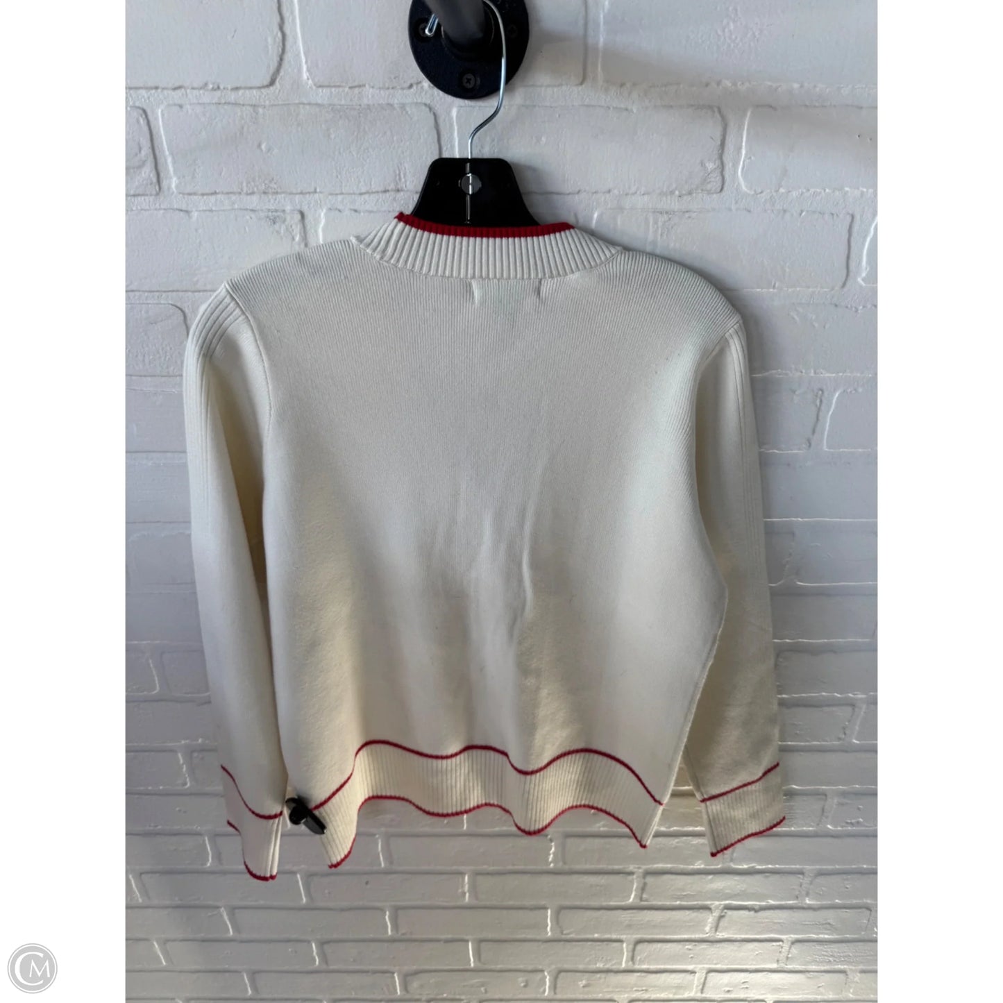 Sweater Cardigan By Cmc In Cream & Red, Size: S