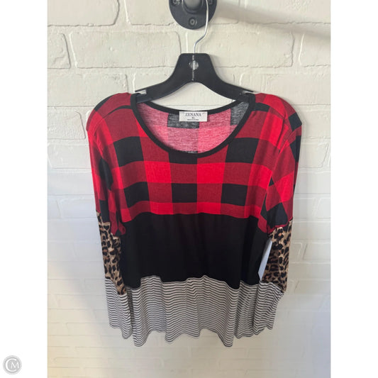 Top Long Sleeve Basic By Zenana In Black & Red, Size: Xl