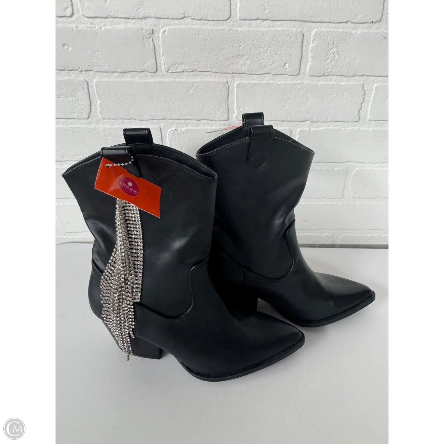 Boots Western By Qupid In Black & Silver, Size: 6
