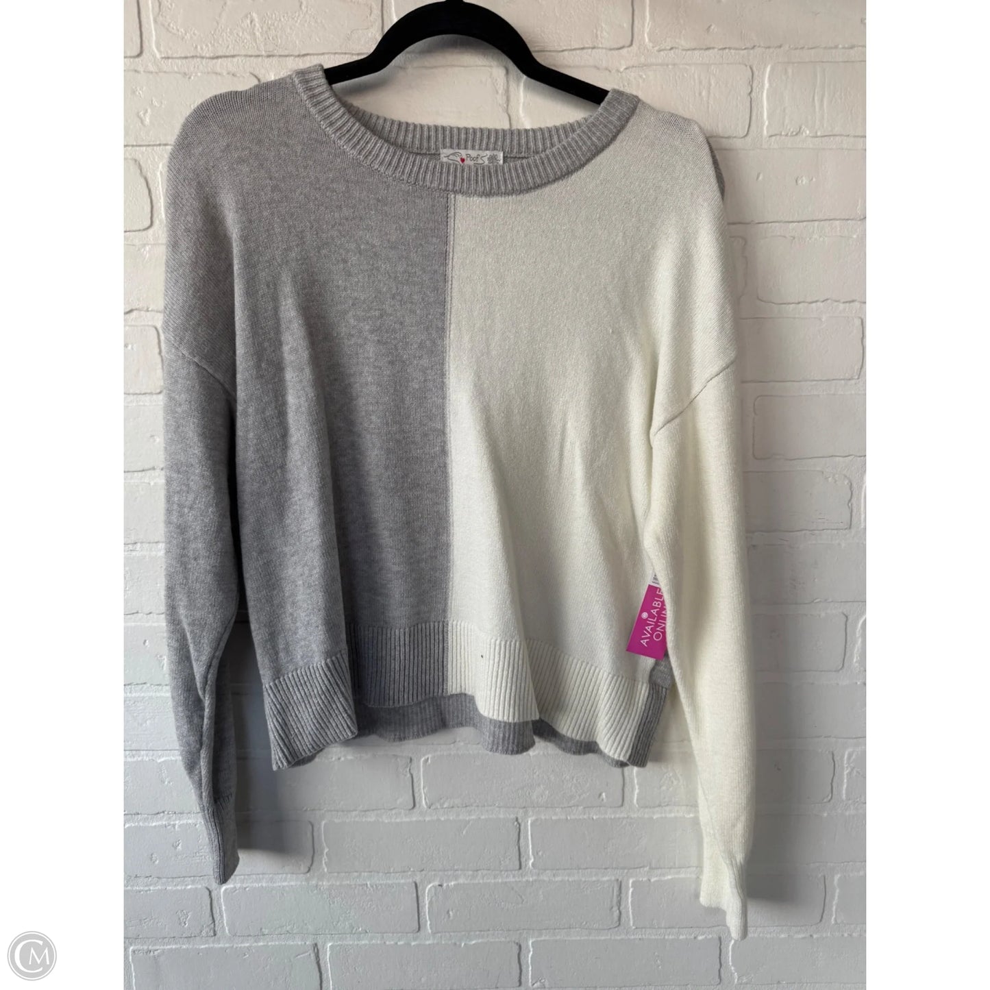 Sweater By Poof In Cream & Grey, Size: L