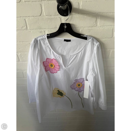 Blouse 3/4 Sleeve By Talbots In Pink & White, Size: L