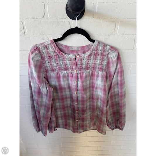 Top Long Sleeve By Loft In Grey & Pink, Size: S