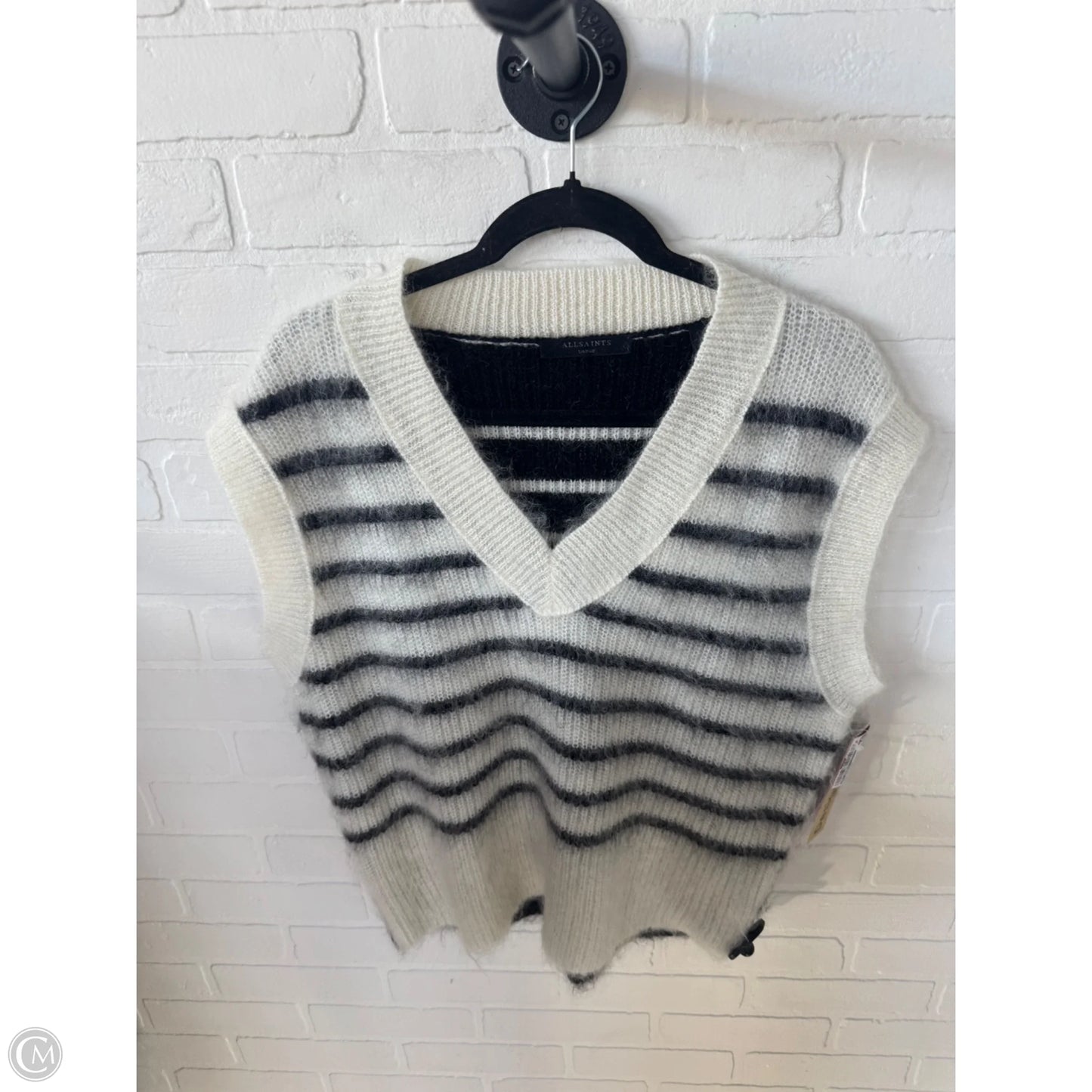 Vest Designer By All Saints In Black & White, Size: L