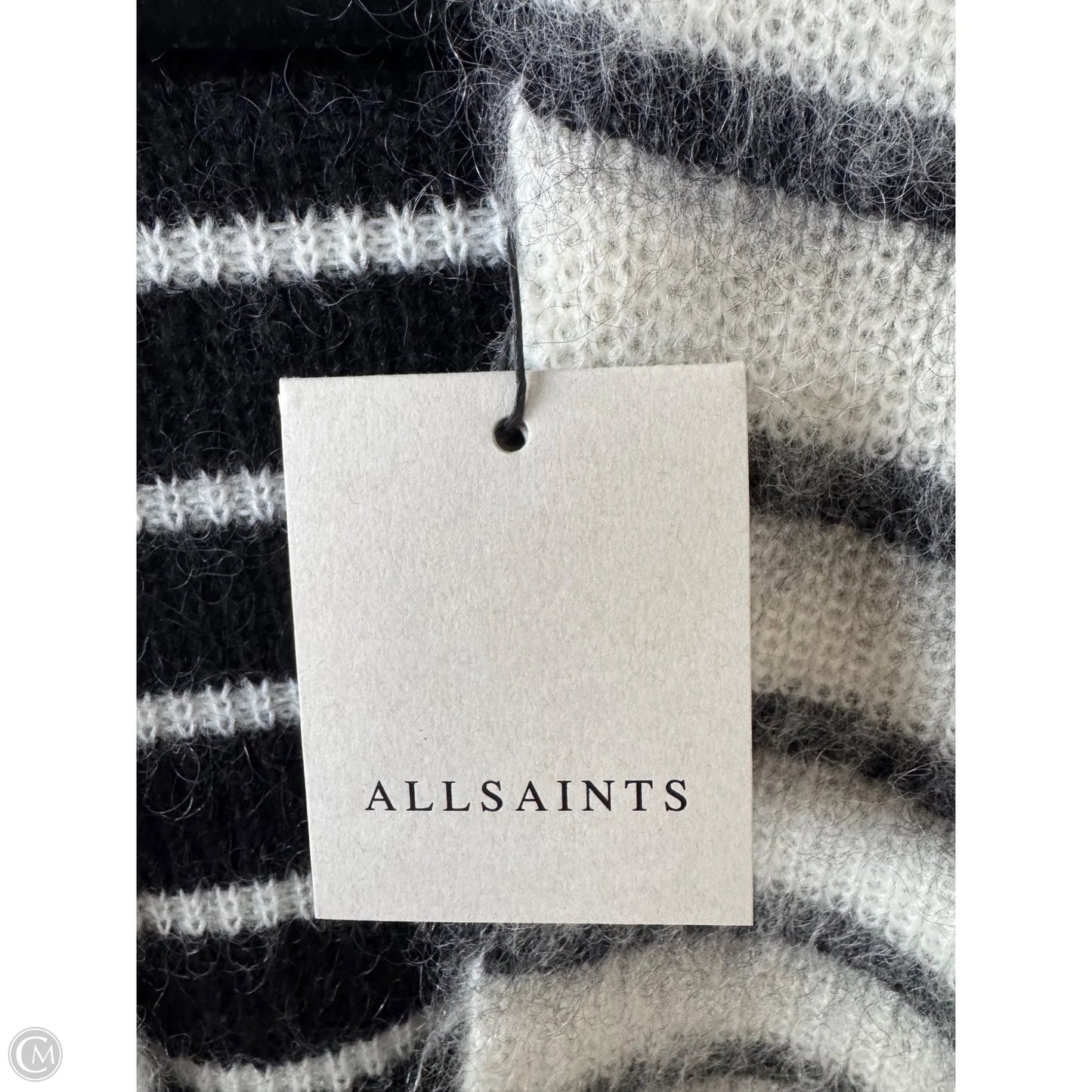 Sweater Cardigan Designer By All Saints In Black & White, Size: L