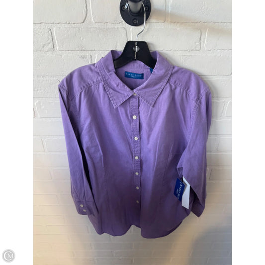 Top 3/4 Sleeve By Karen Scott In Purple, Size: Xl