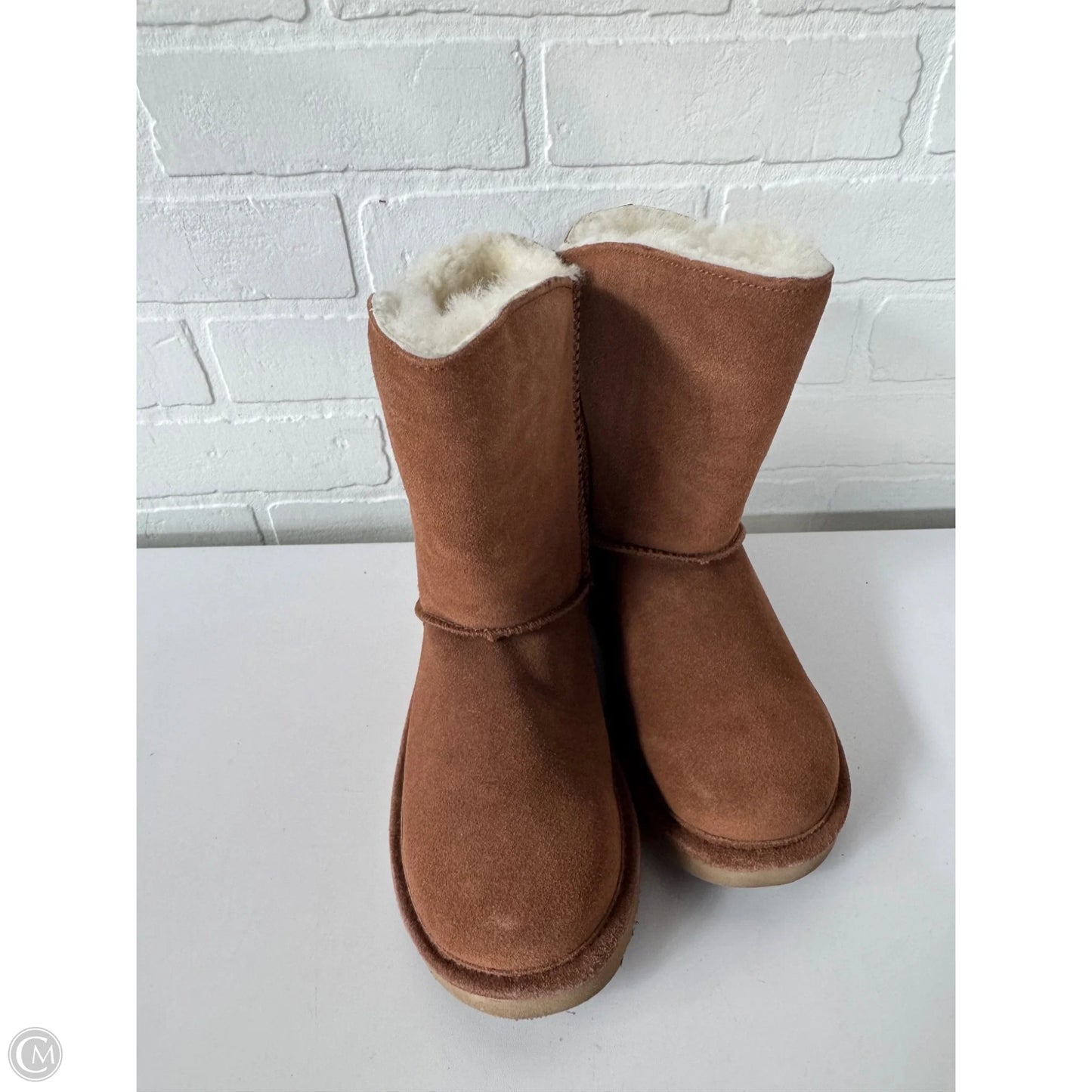 Boots Mid-calf Flats By Cmc In Brown & Cream, Size: 7