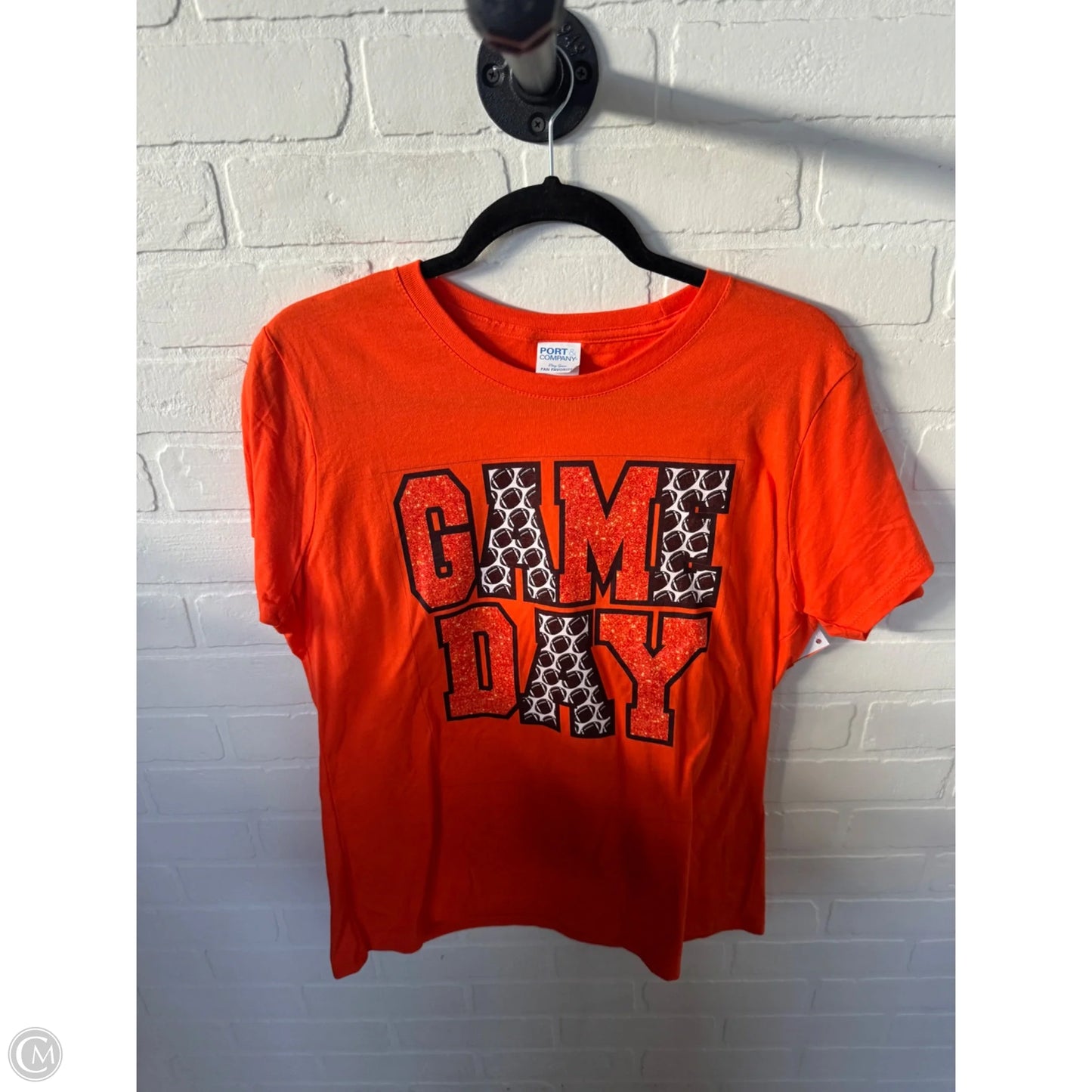 Top Short Sleeve Basic By Port & Company In Orange & White, Size: L