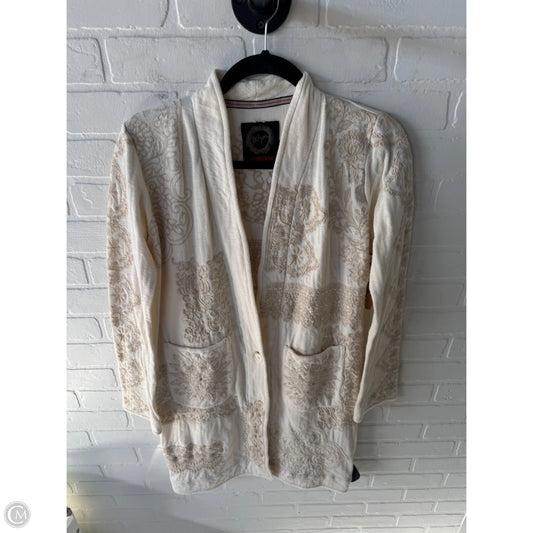 Sweater Cardigan Designer By Johnny Was In Cream, Size: Xs