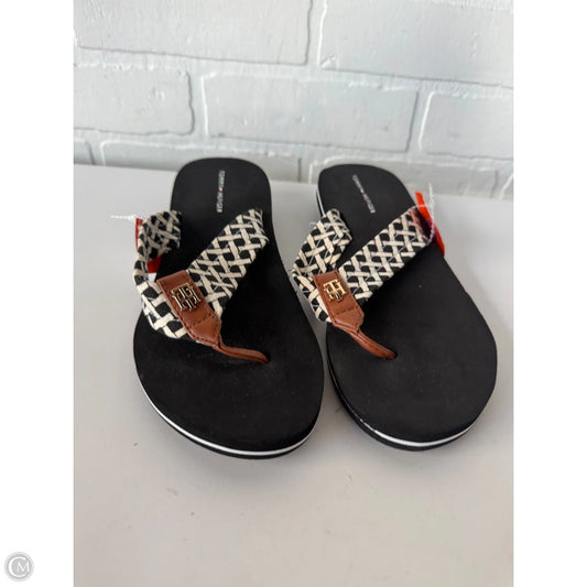 Sandals Flip Flops By Tommy Hilfiger In Black & Cream, Size: 7