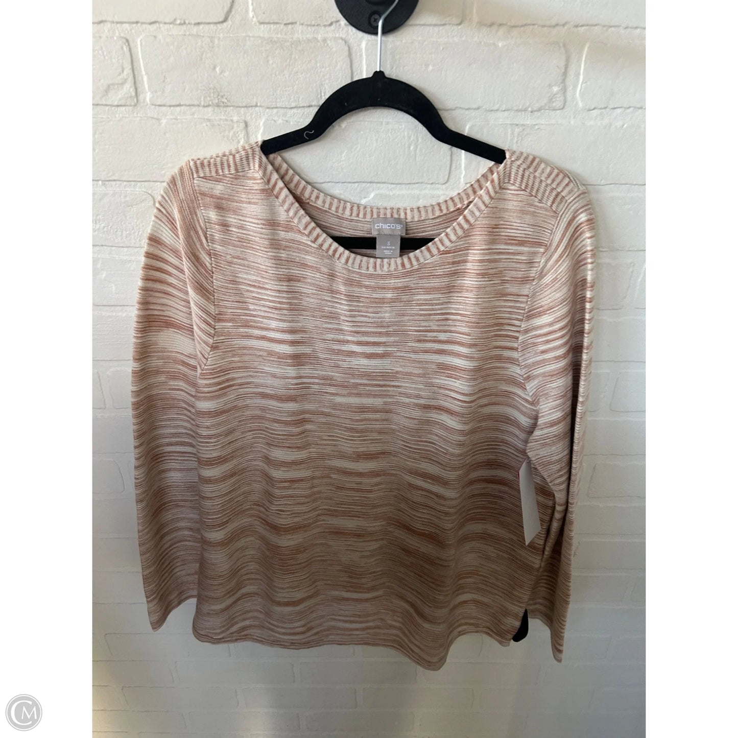 Sweater By Chicos In Tan & White, Size: Xl