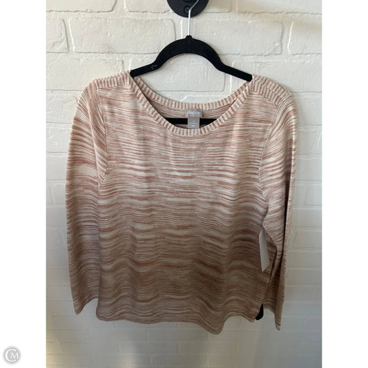 Sweater By Chicos In Tan & White, Size: Xl