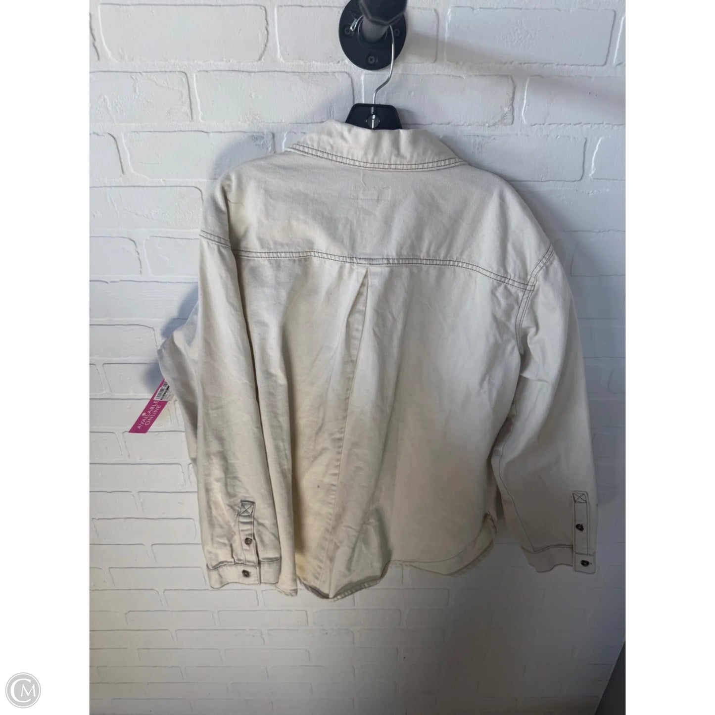 Jacket Shirt By Ava & Viv In Cream & Tan, Size: 1x