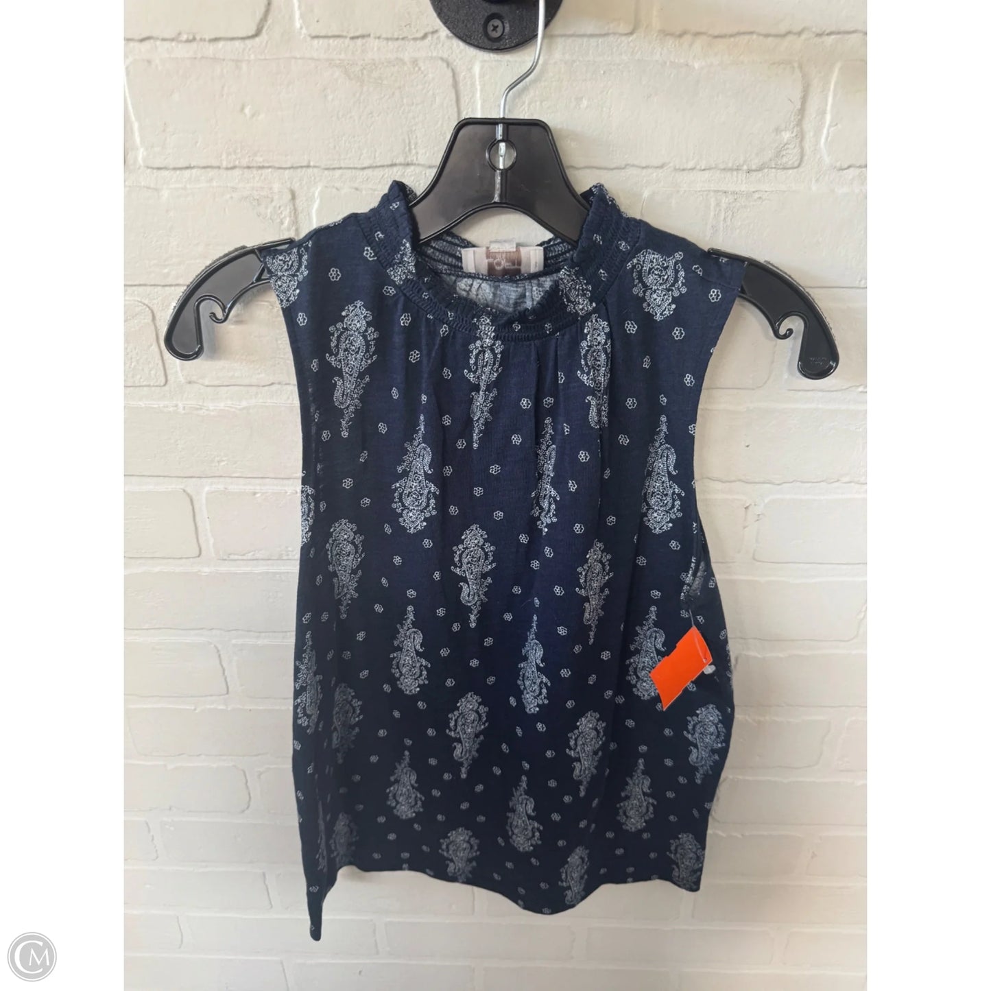 Top Sleeveless By Loft In Blue & White, Size: S