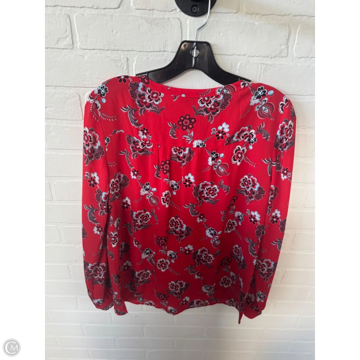 Top Long Sleeve By Loft In Red & White, Size: Xs