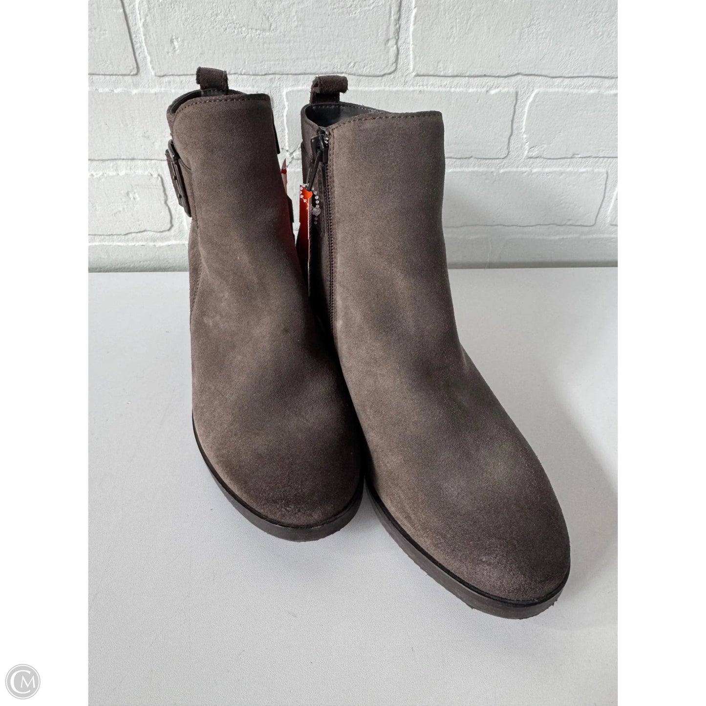 Boots Ankle Heels By Clarks In Brown, Size: 7.5