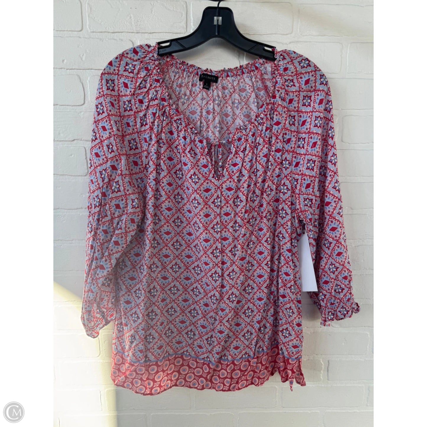 Top 3/4 Sleeve By Talbots In Blue & Red & White, Size: L