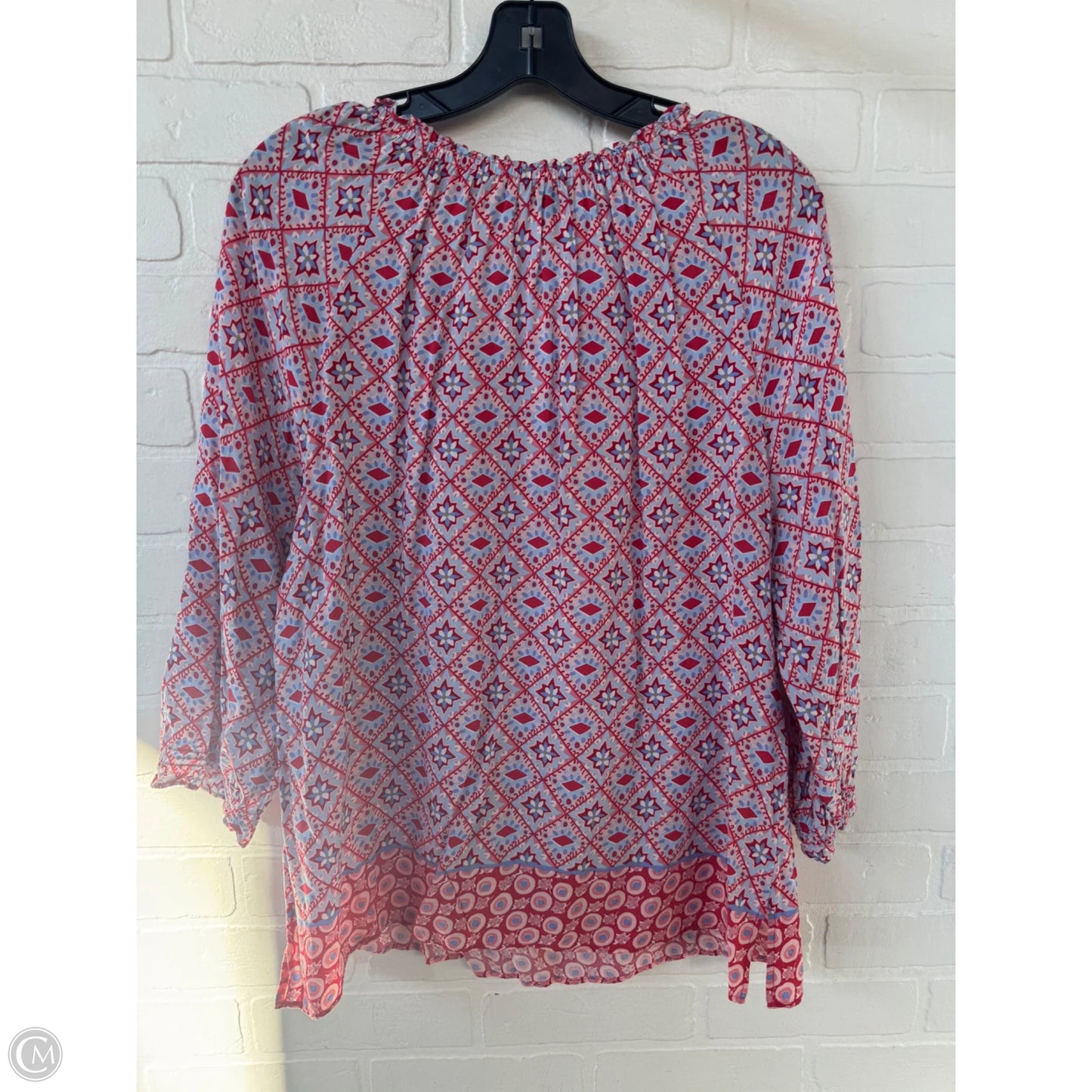 Top 3/4 Sleeve By Talbots In Blue & Red & White, Size: L