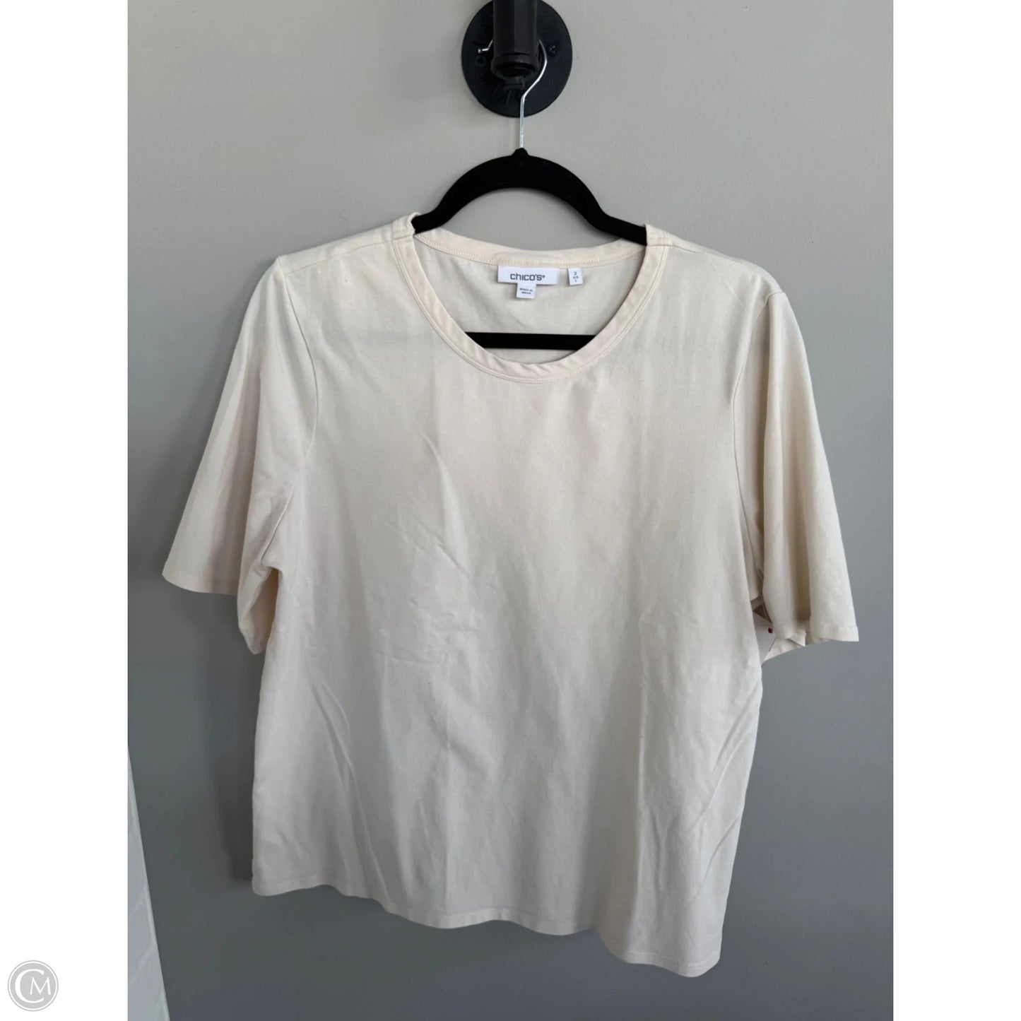 Top Short Sleeve By Chicos In Cream, Size: L